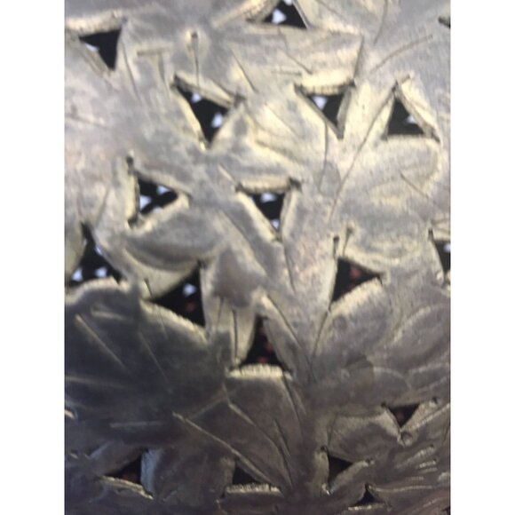 Vintage Pewter Tall Vase Ornate Leave Pattern Made In India Store Canes, Flowers - Picture 8 of 8